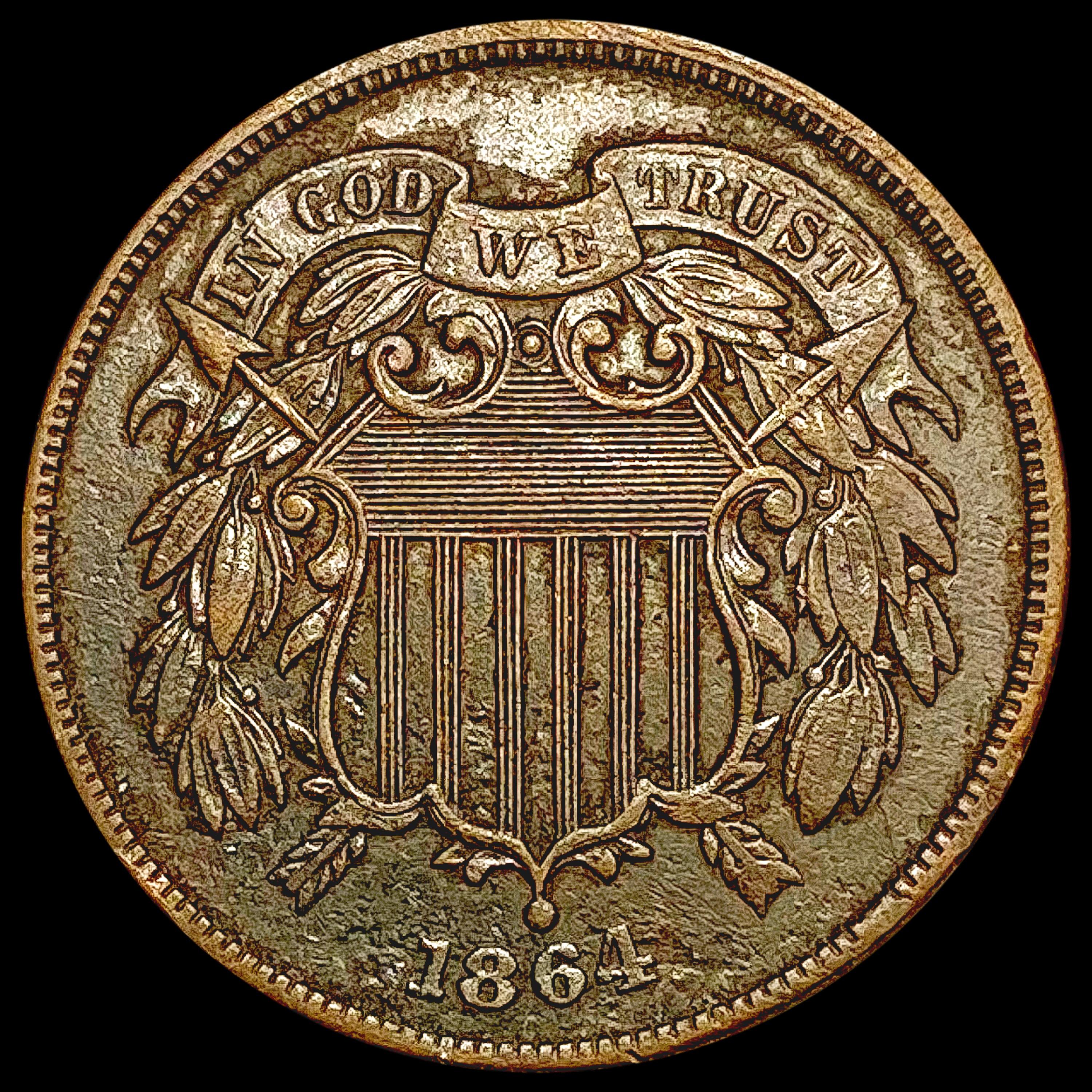 1864 Two Cent Piece NEARLY UNCIRCULATED