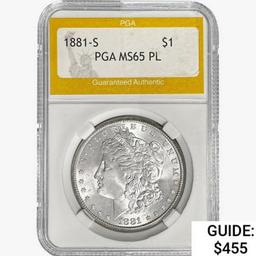 1881-S Morgan Silver Dollar PGA MS65 PL