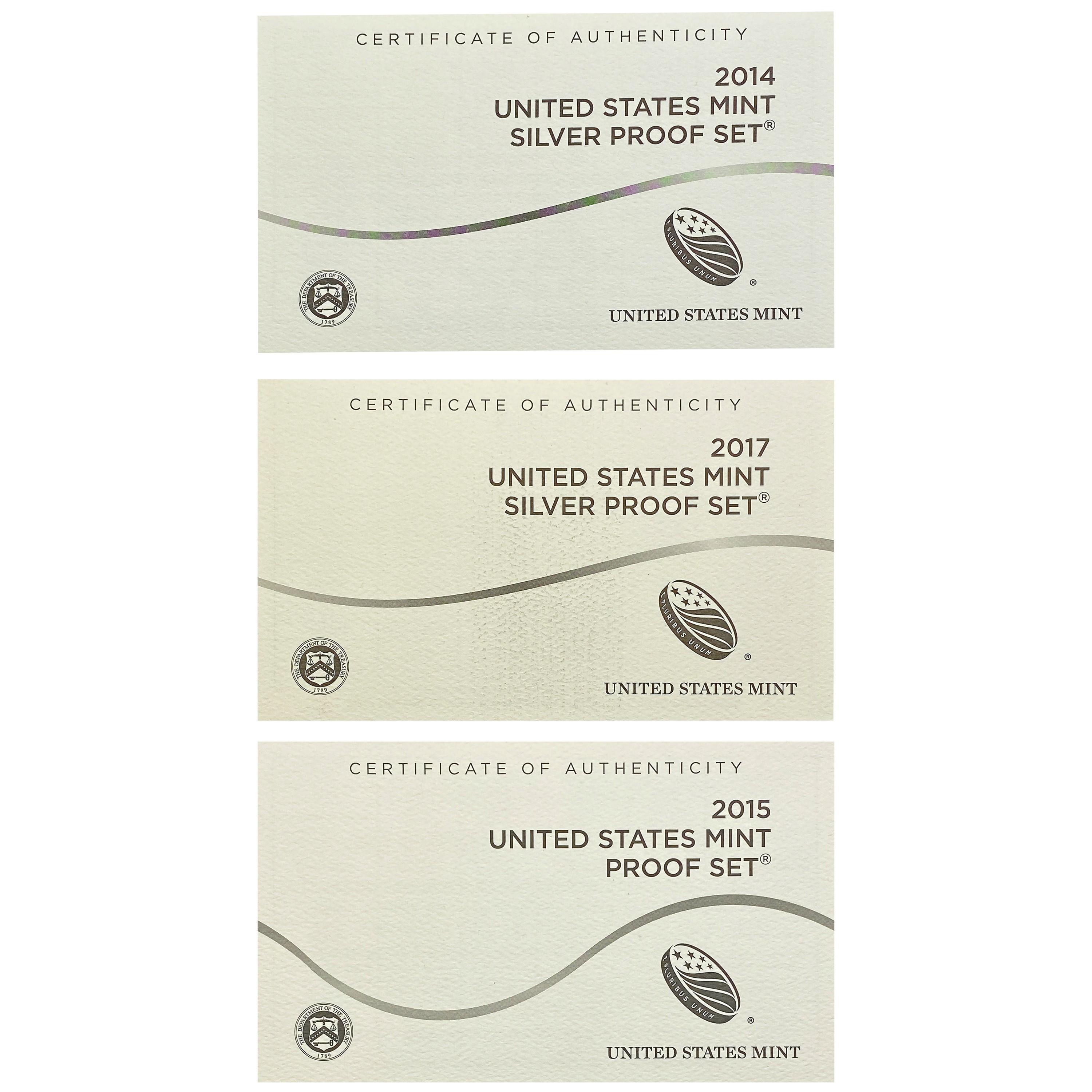 2014-2017 US Silver Proof Mint Sets [38 Coins]
