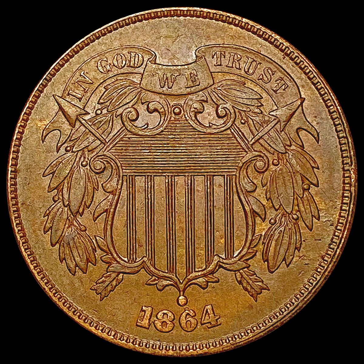 1864 Two Cent Piece CHOICE AU