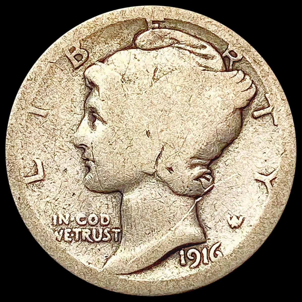 1916-D Mercury Dime NICELY CIRCULATED