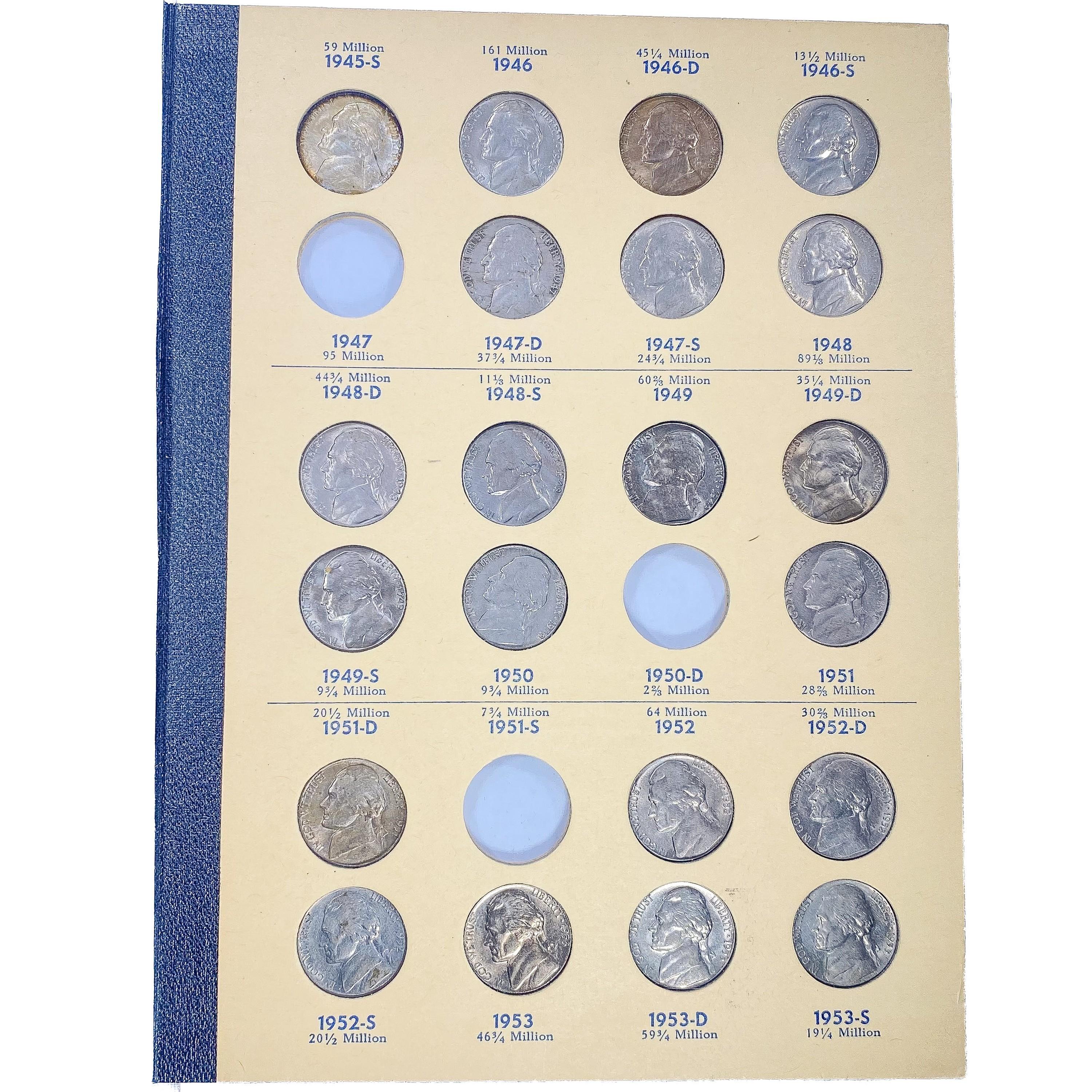 1938-1964 Jefferson Nickel Book (56 Coins)