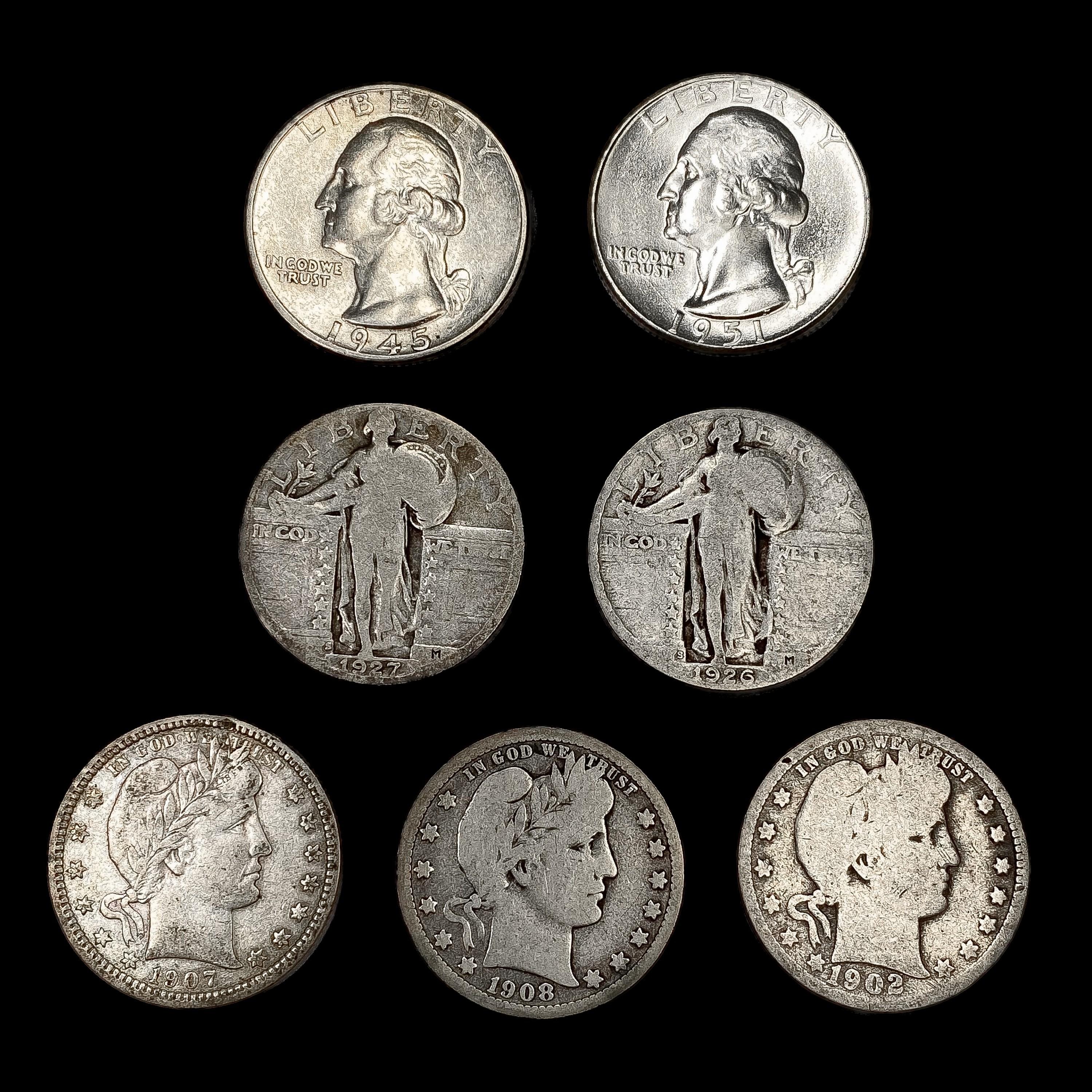 [7] Varied US Quarters (1902-S, 1907, 1908-D, 1926