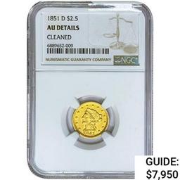 1851-D $2.50 Gold Quarter Eagle NGC AUDetails