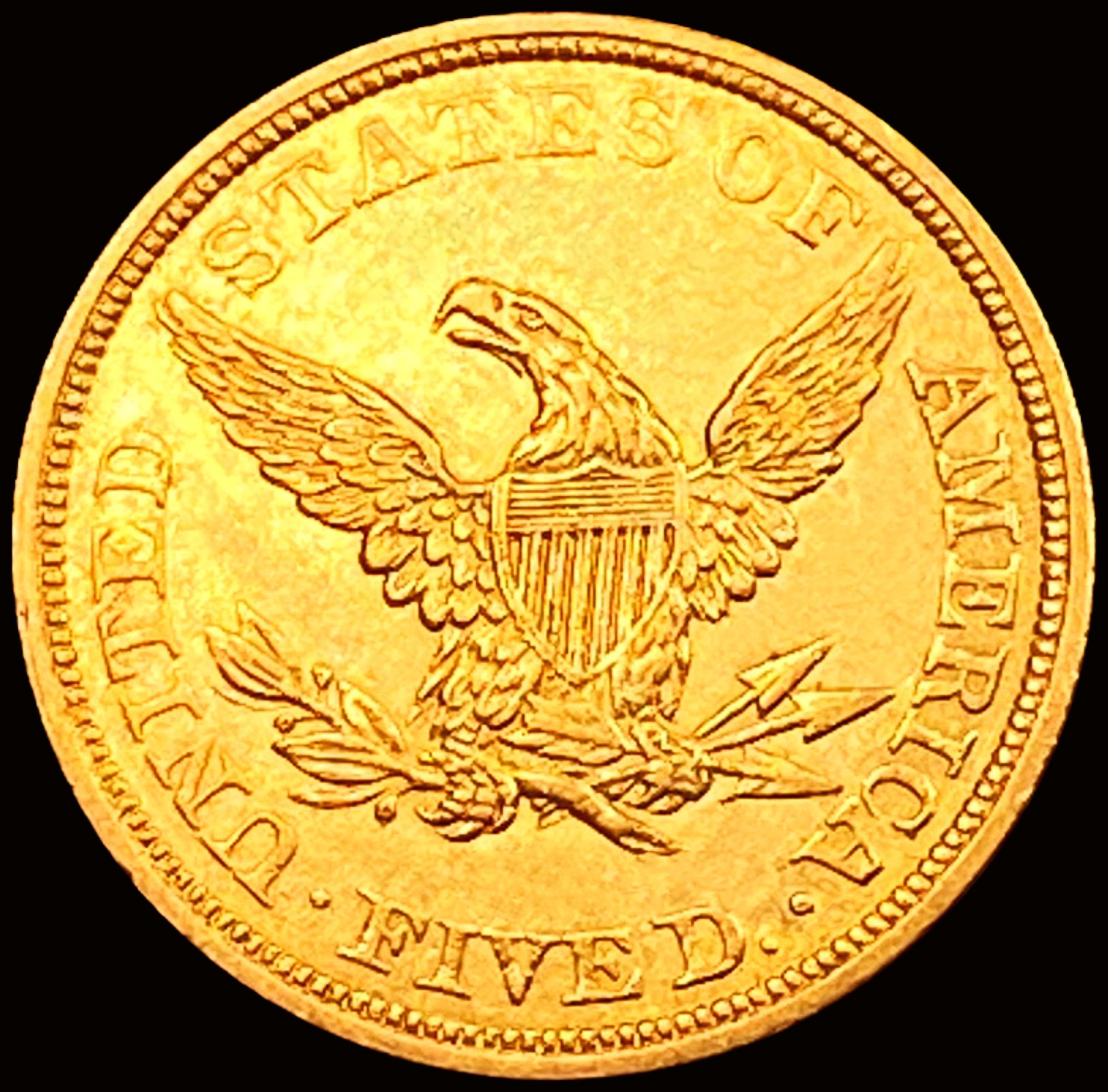 1844 $5 Gold Half Eagle UNCIRCULATED
