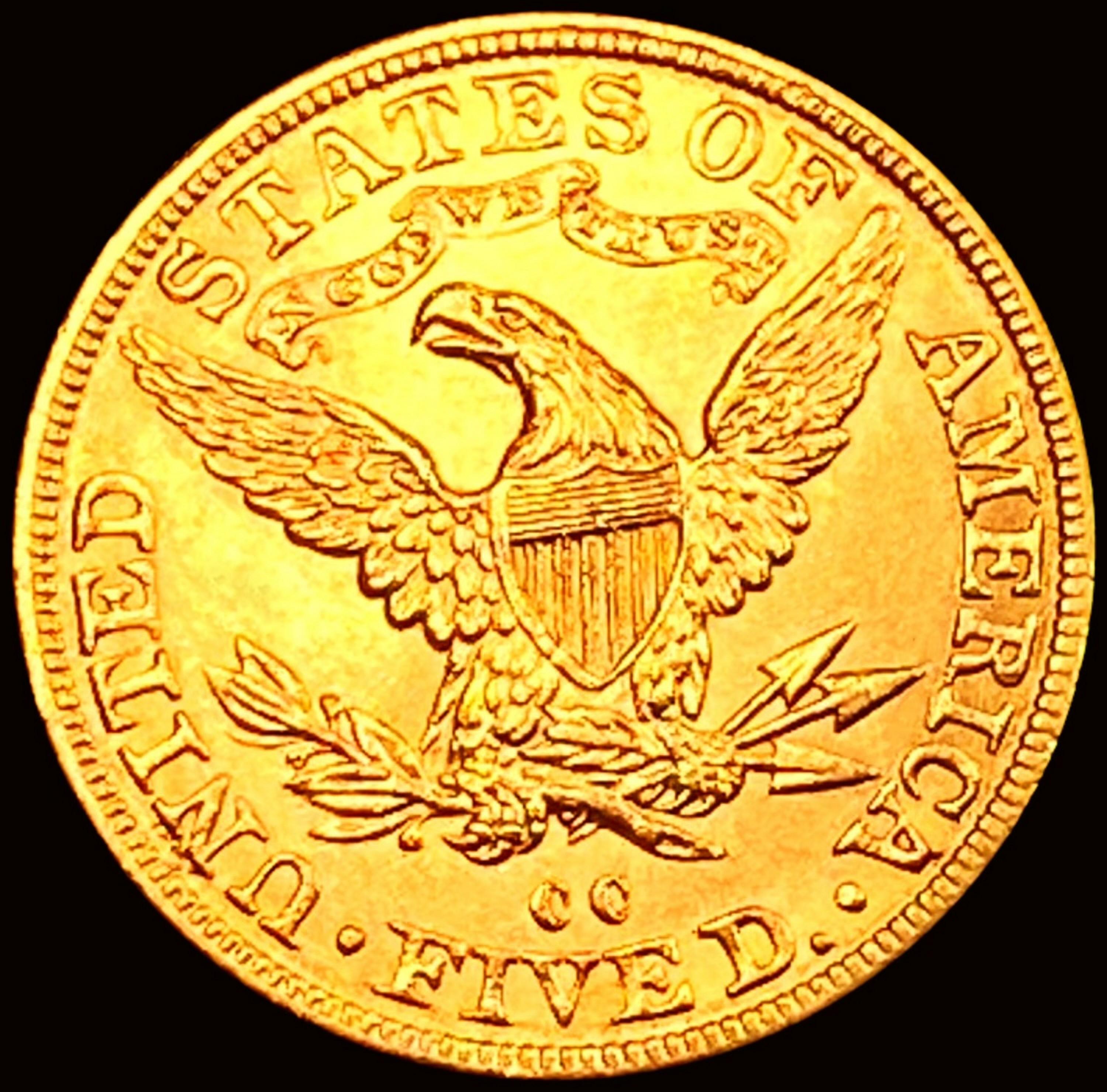 1892-CC $5 Gold Half Eagle CHOICE BU