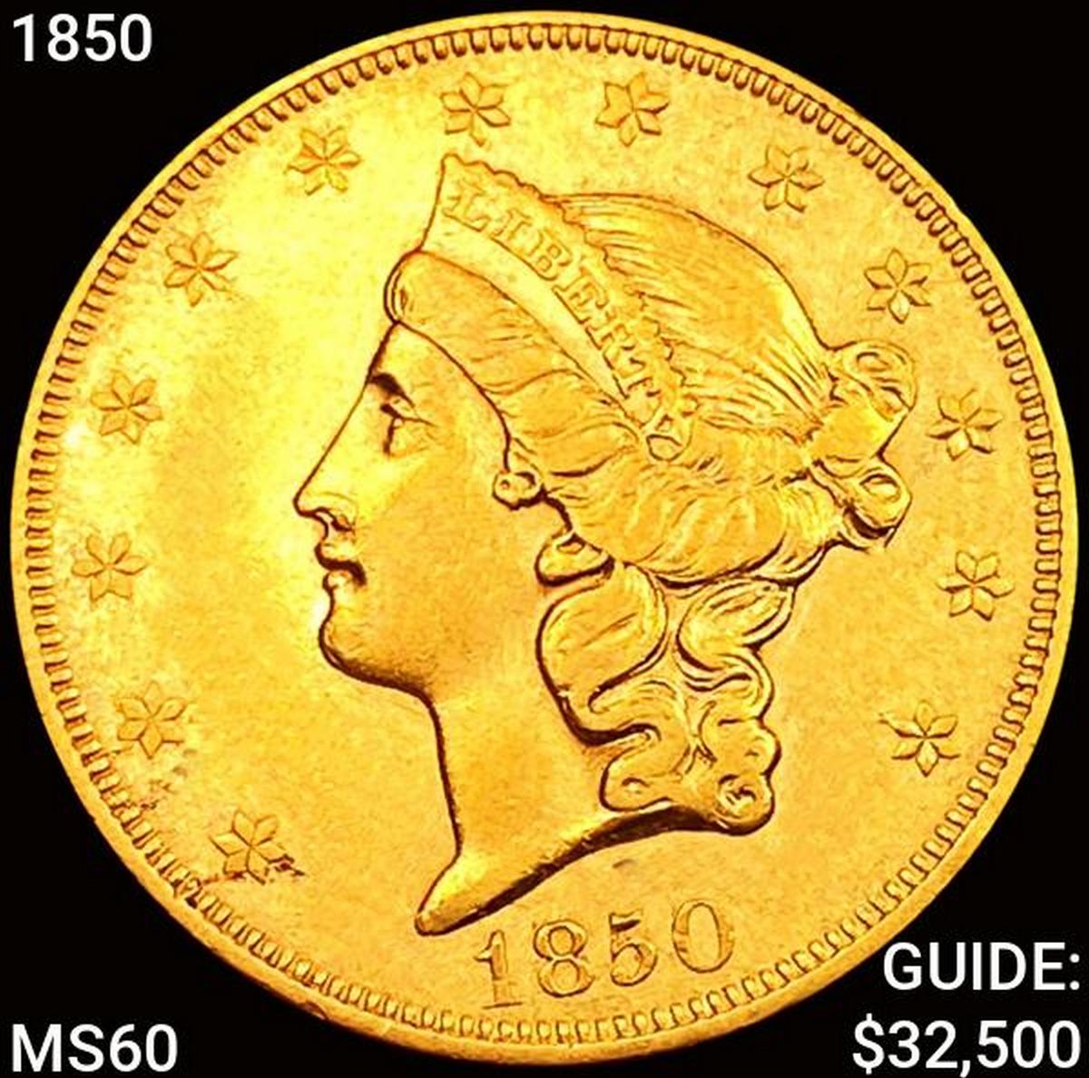 1850 $20 Gold Double Eagle UNCIRCULATED