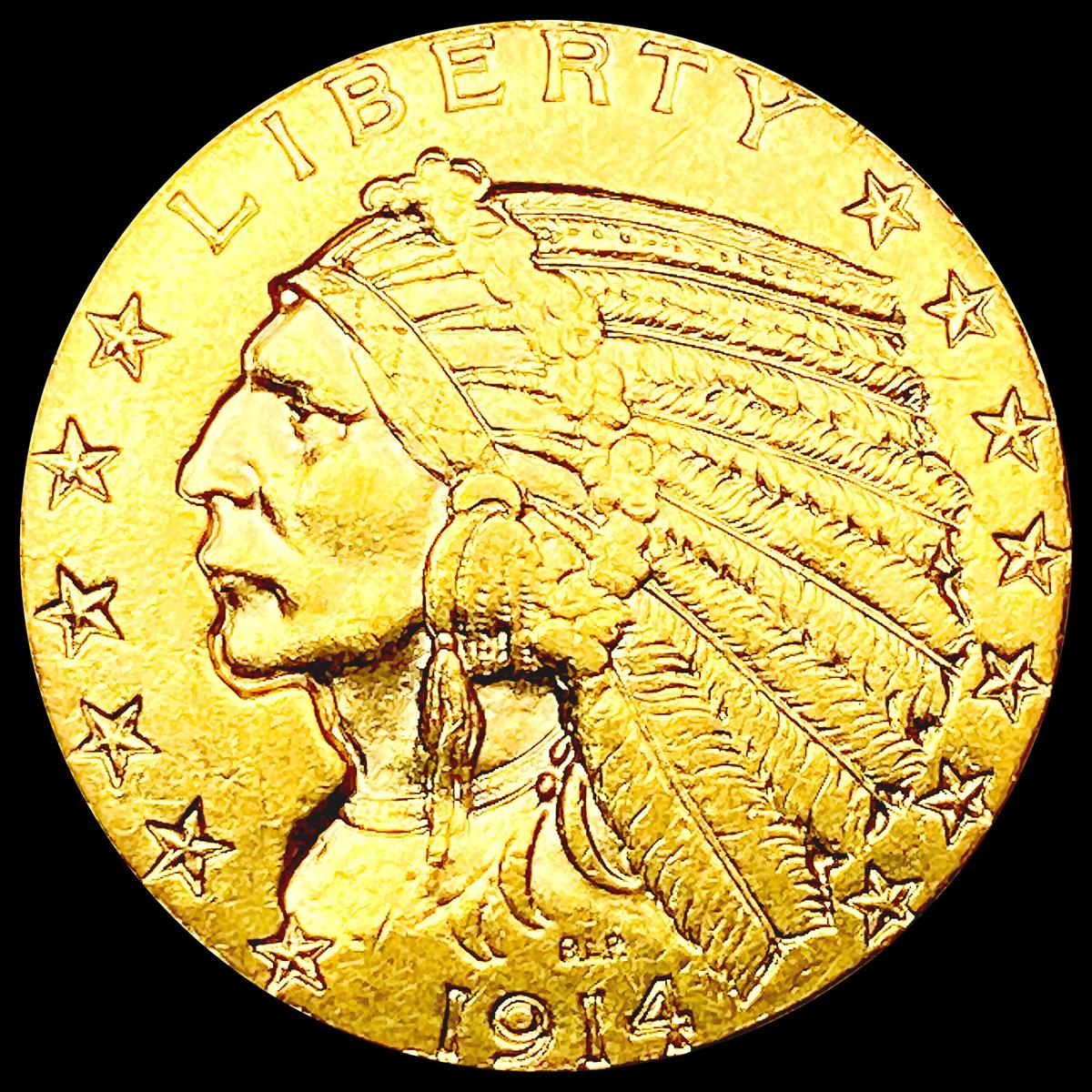 1914 $5 Gold Half Eagle CHOICE AU