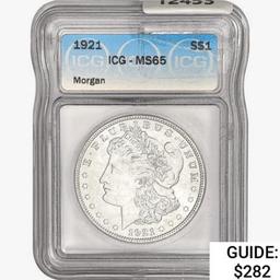 1921 Morgan Silver Dollar ICG MS65