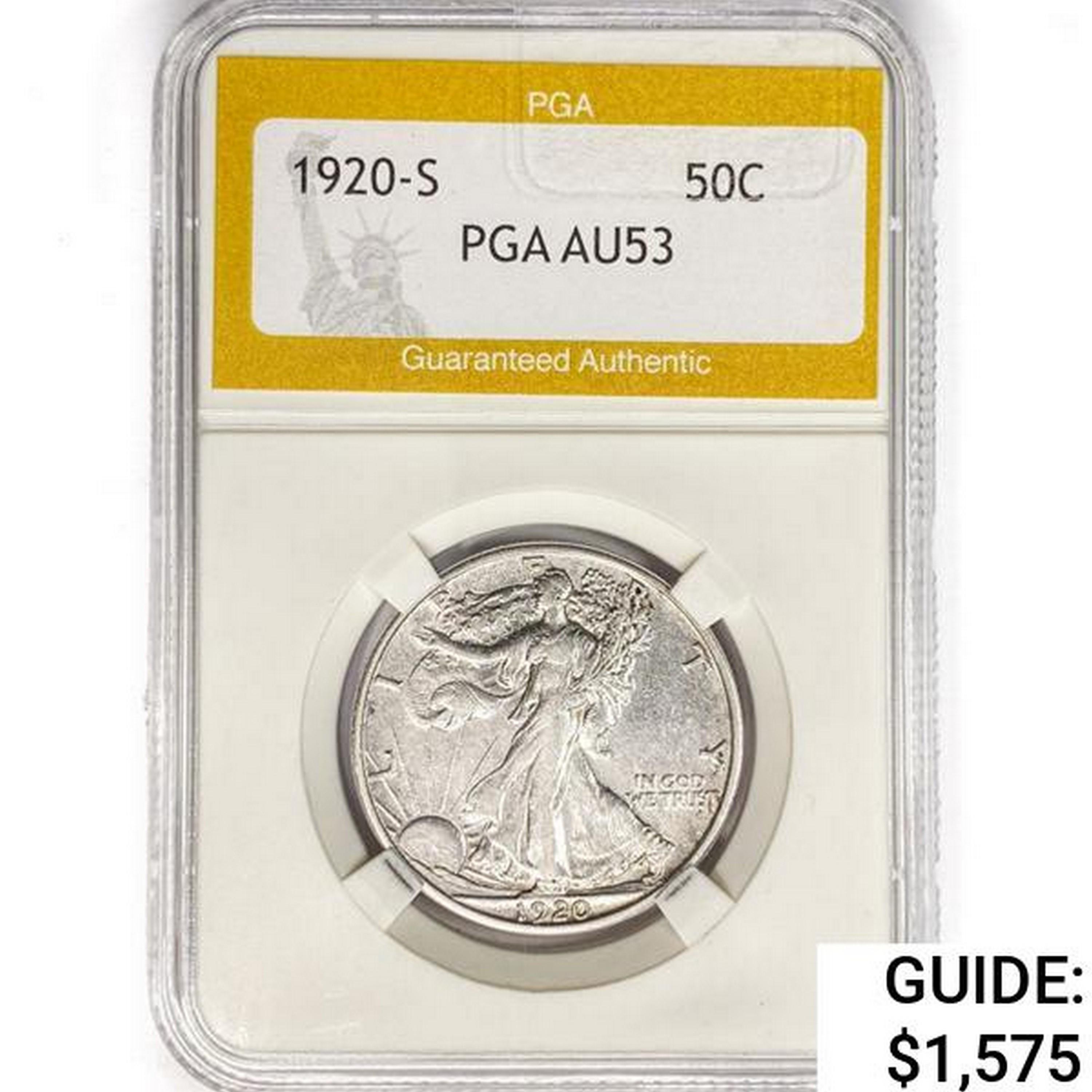 1920-S Walking Liberty Half Dollar PGA AU53