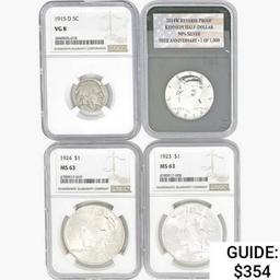 1915-2014 [4] US Varied Silver Coinage NGC/PCS