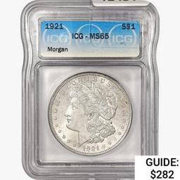 1921 Morgan Silver Dollar ICG MS65