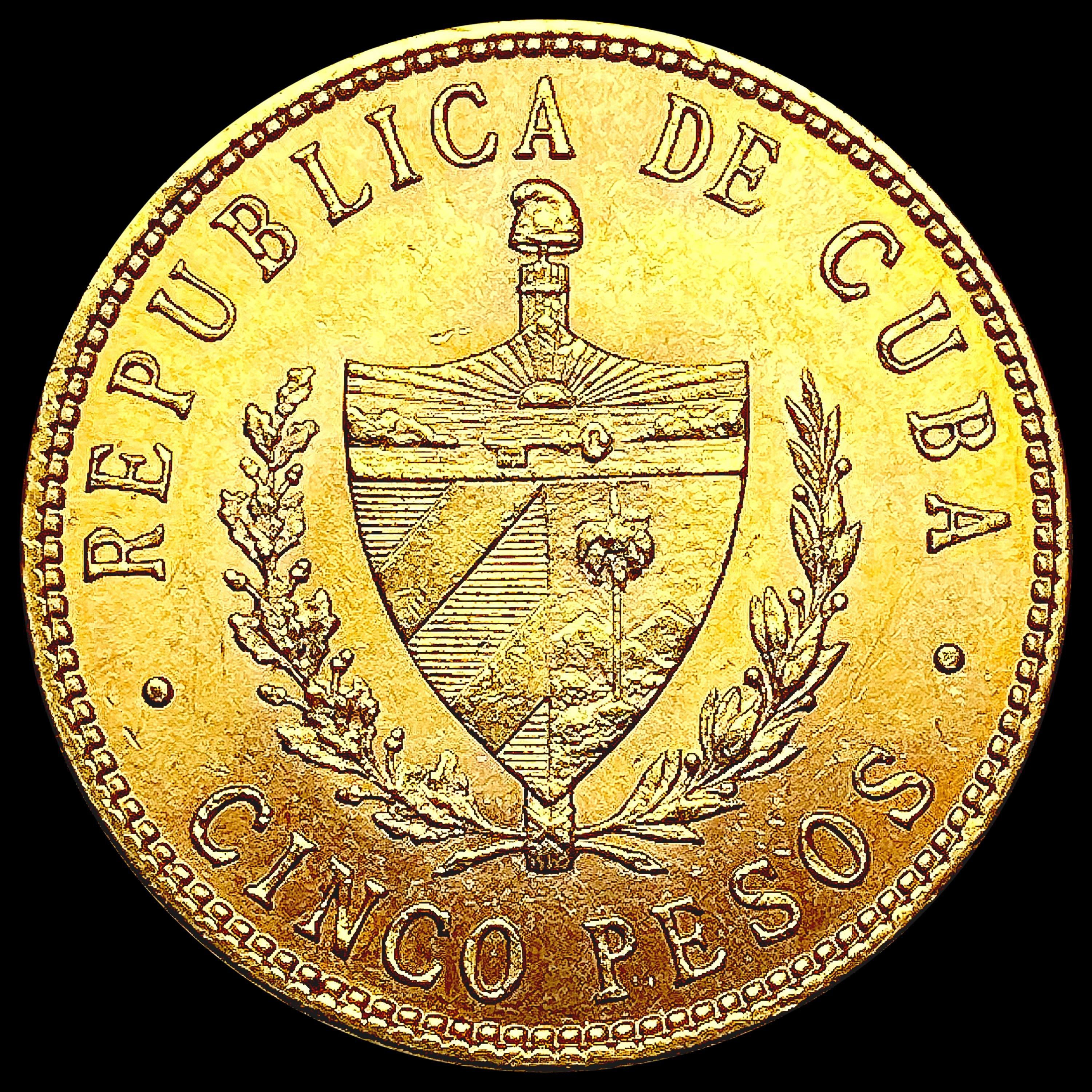 1916 Mexico .1206oz Gold 5 Pesos CLOSELY UNCIRCULA