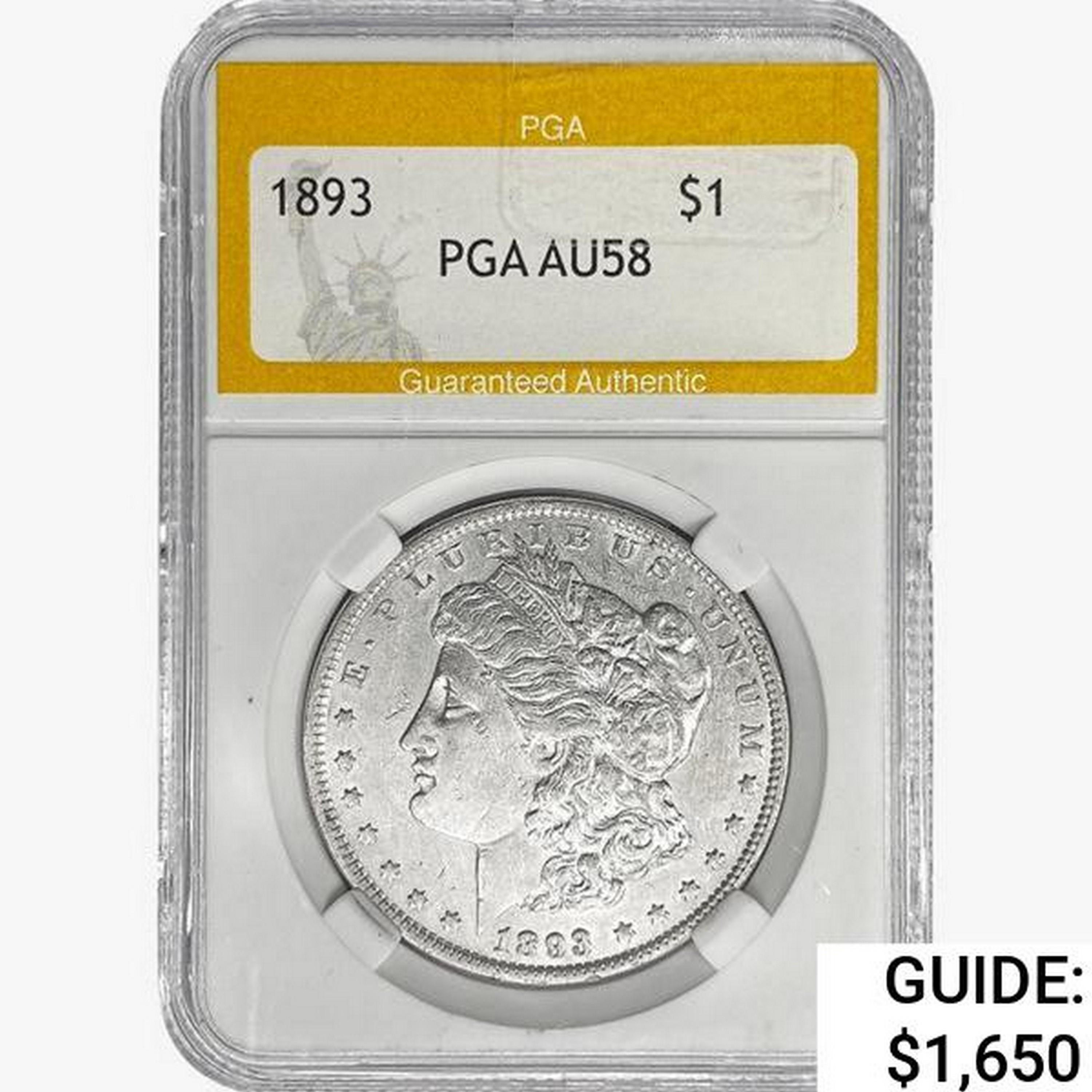 1893 Morgan Silver Dollar PGA AU58