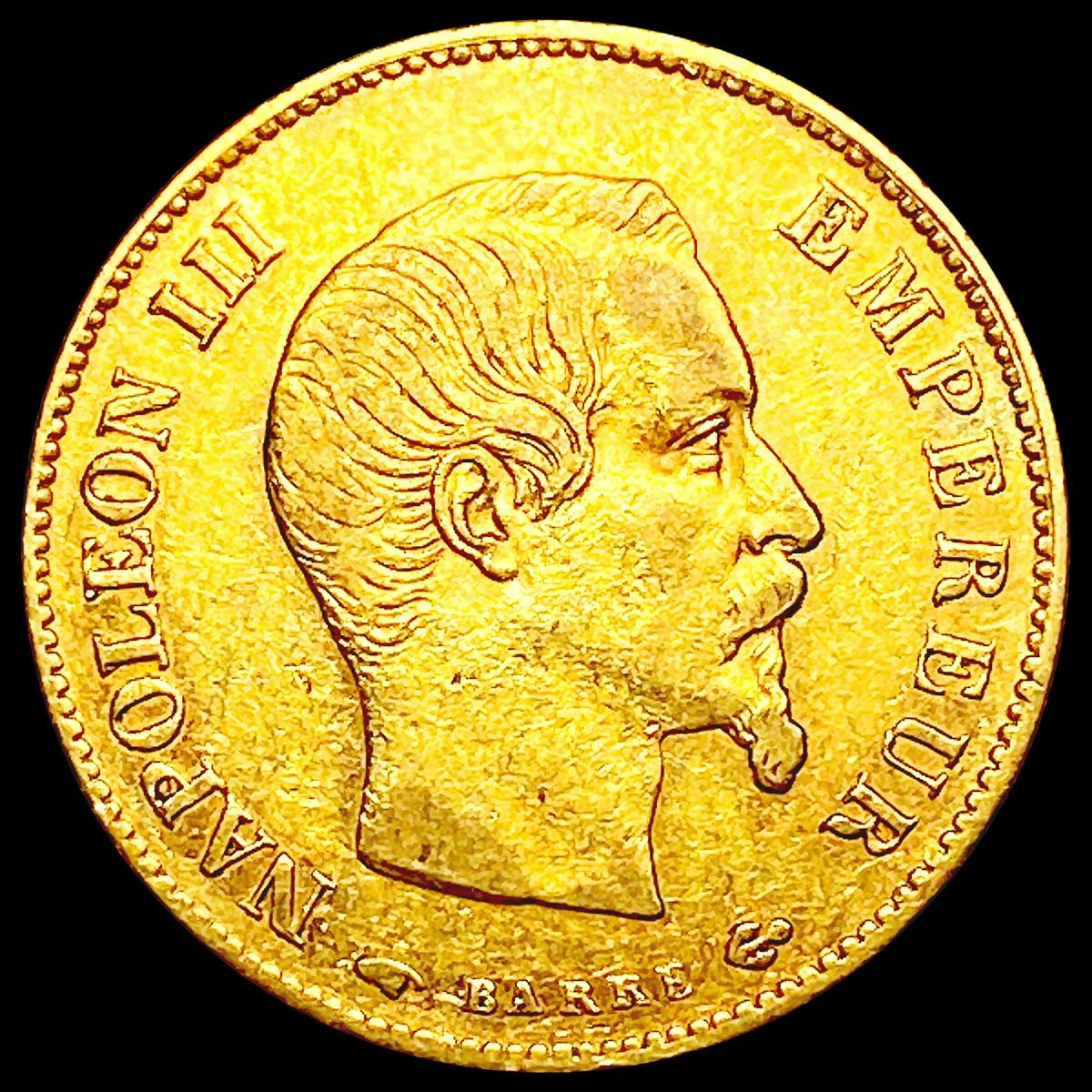 1858 France .0933oz Gold 10 Francs CLOSELY UNCIRCU