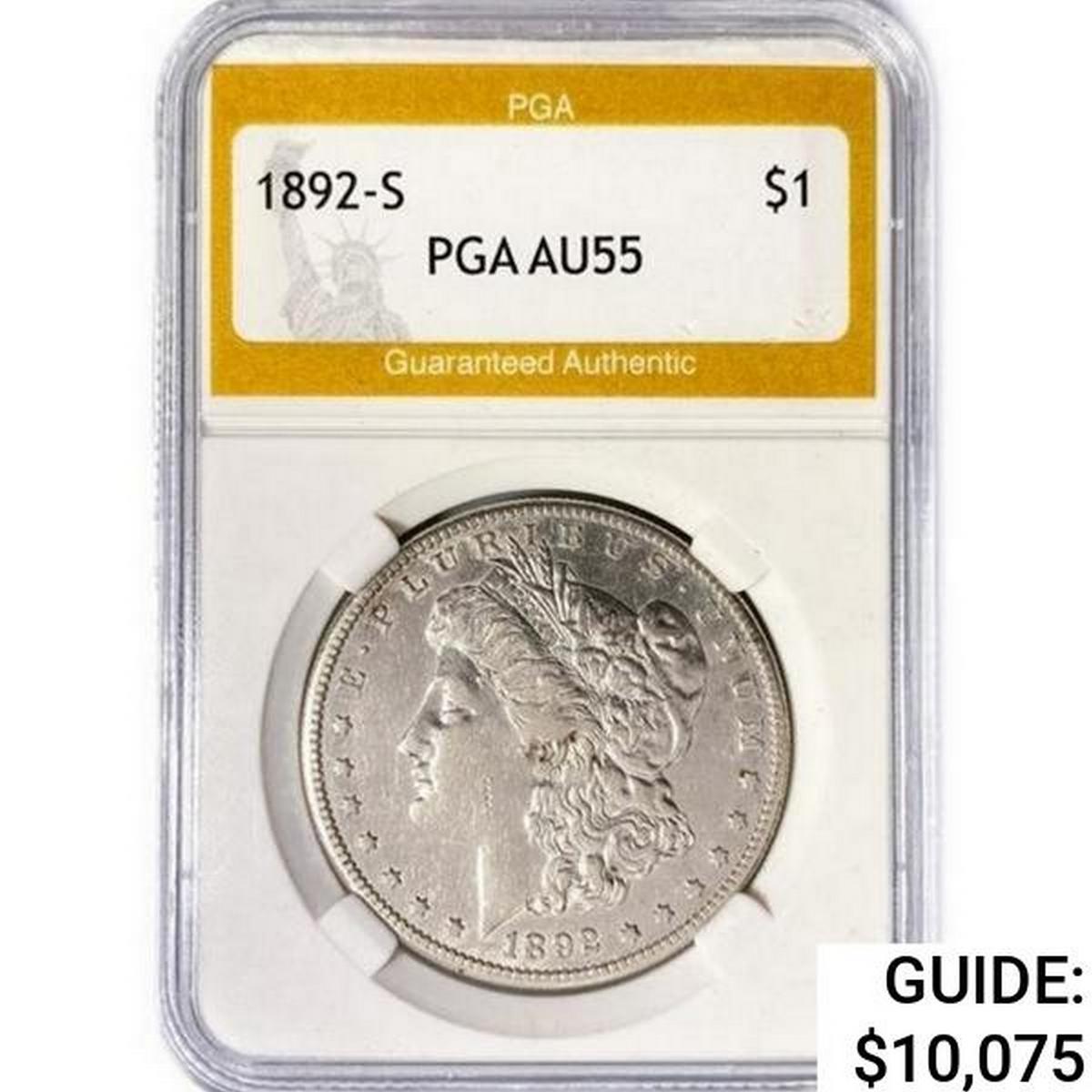 1892-S Morgan Silver Dollar PGA AU55