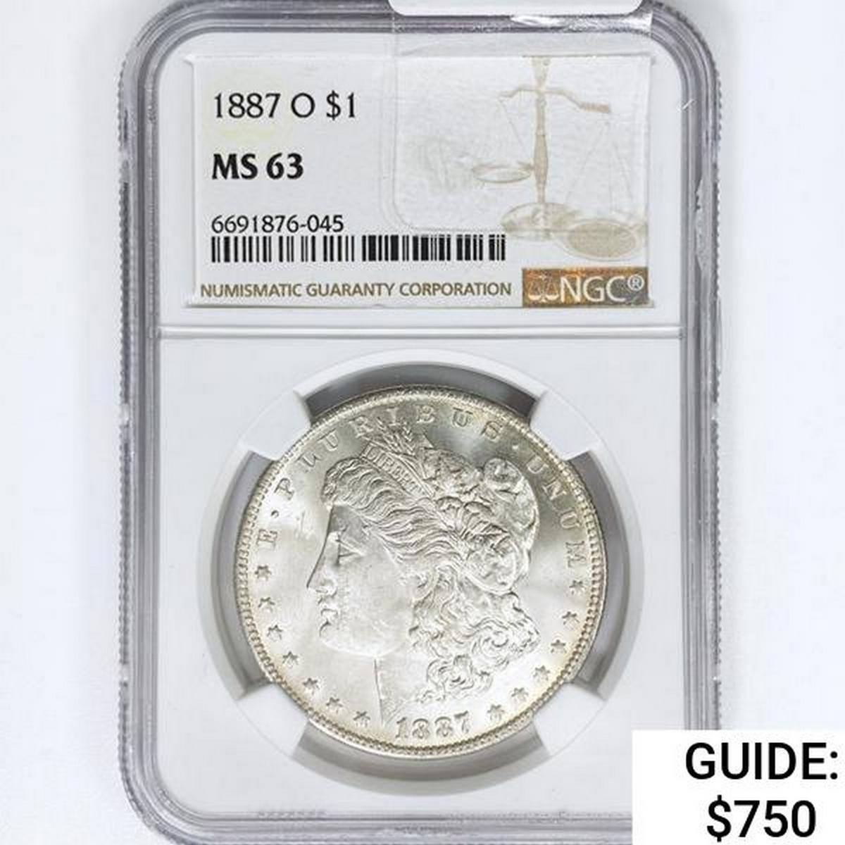 1887-O Morgan Silver Dollar NGC MS63