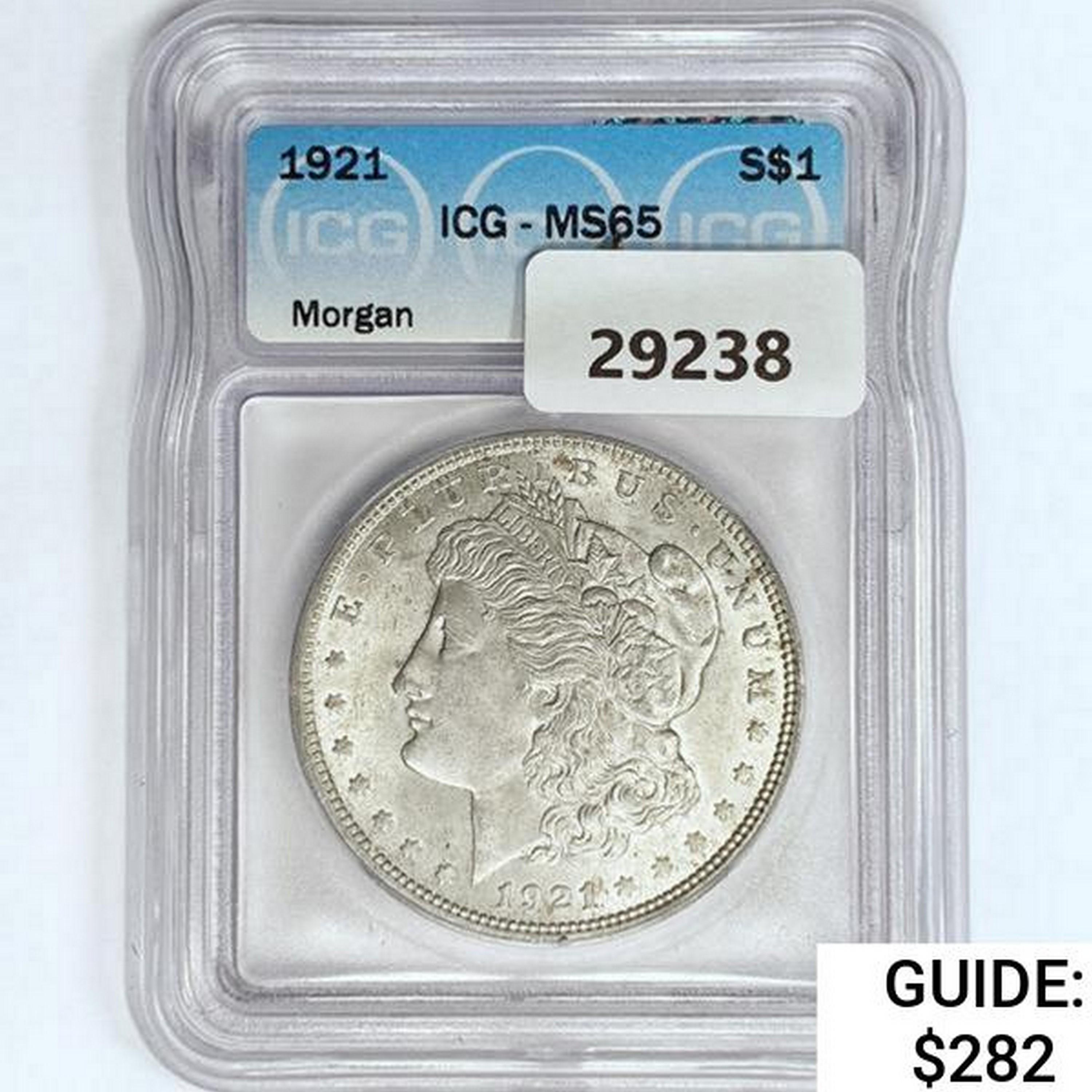 1921 Morgan Silver Dollar ICG MS65