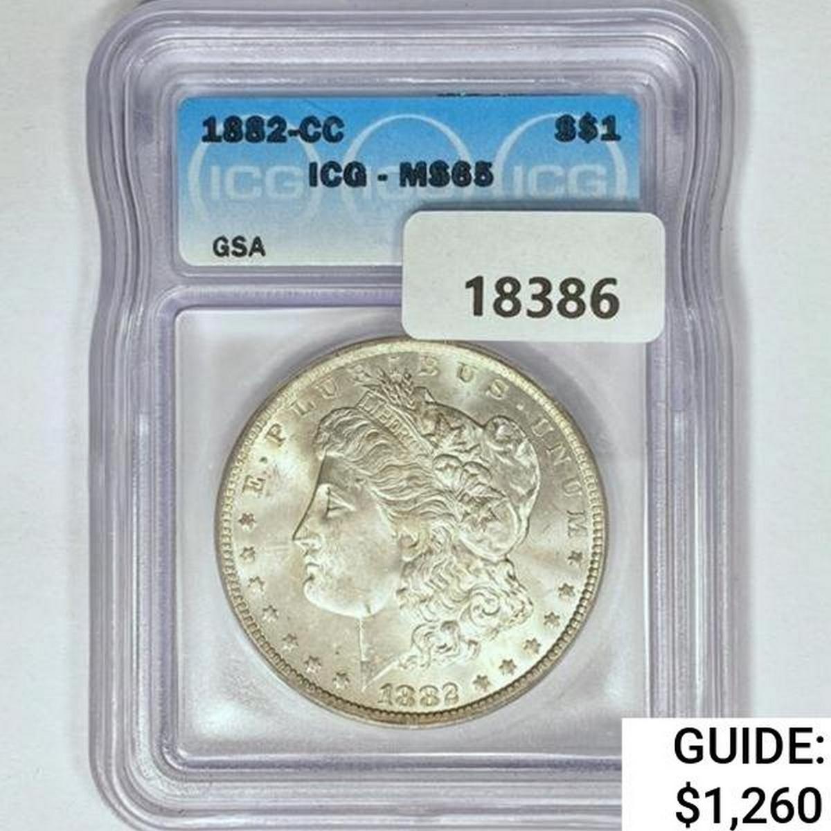 1882-CC Morgan Silver Dollar ICG MS65 GSA