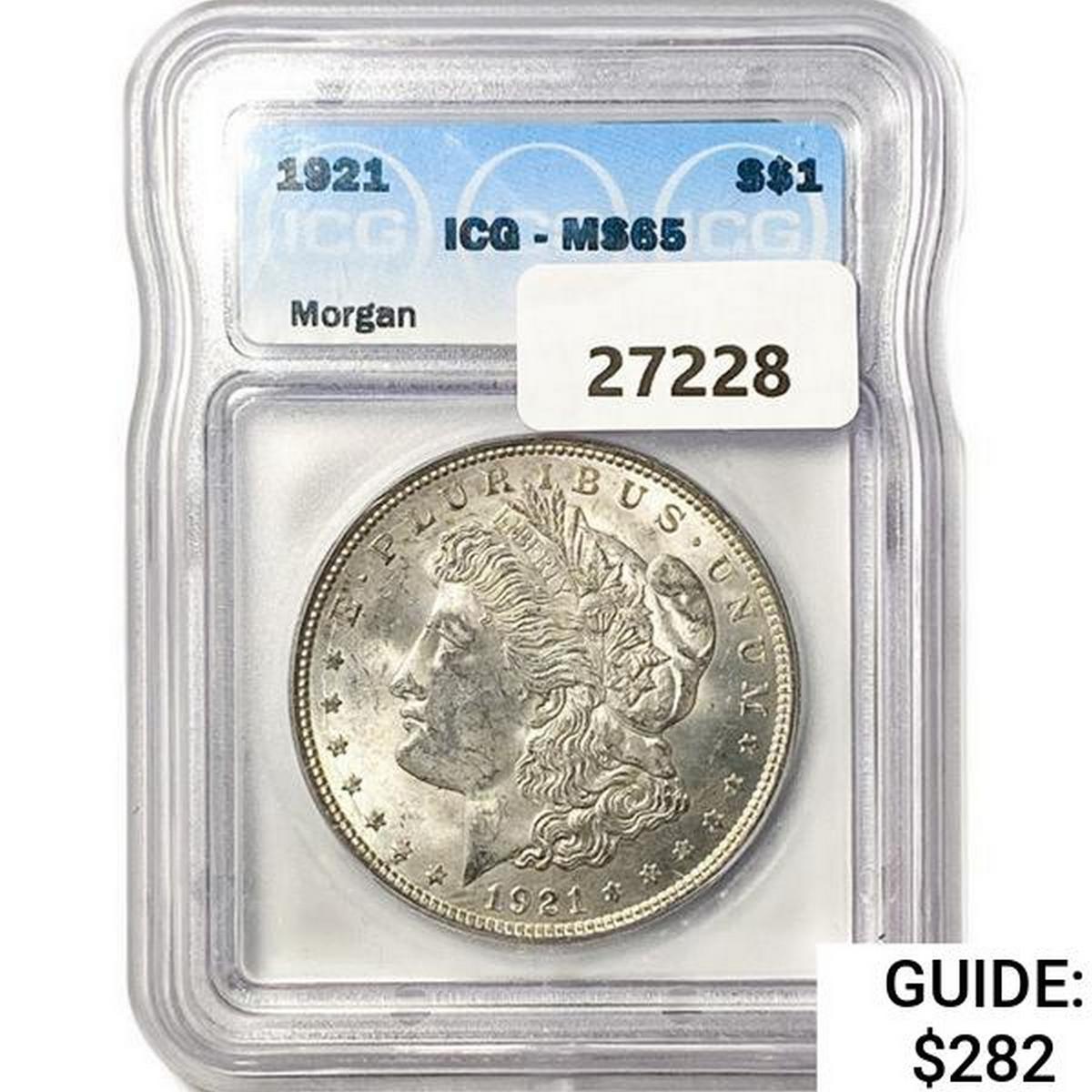 1921 Morgan Silver Dollar ICG MS65