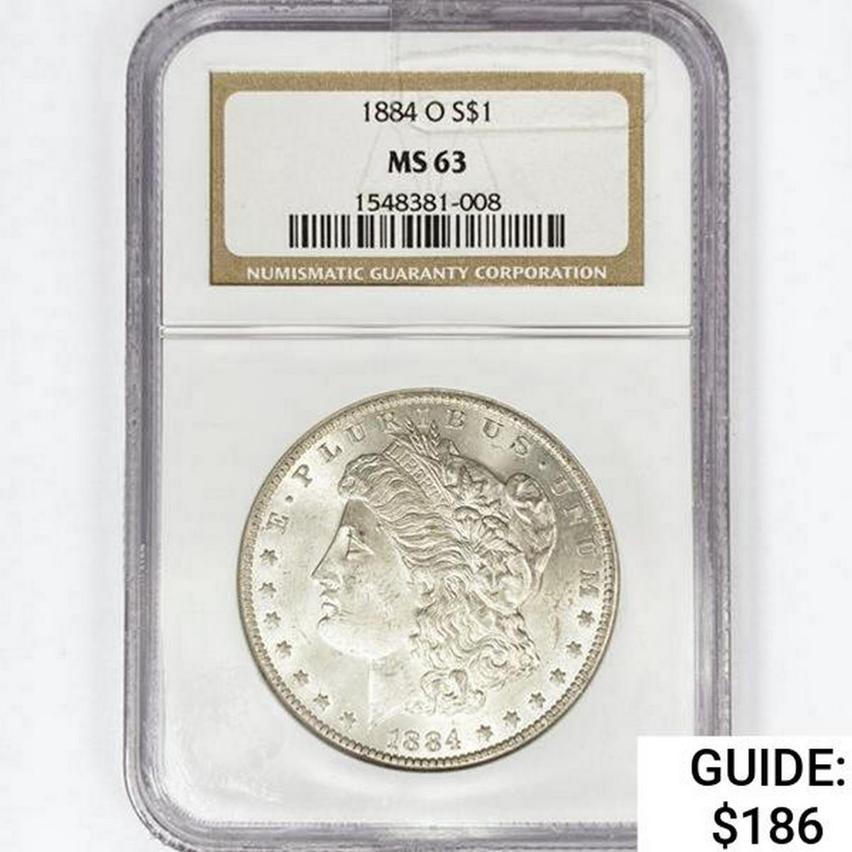 1884-O Morgan Silver Dollar NGC MS63