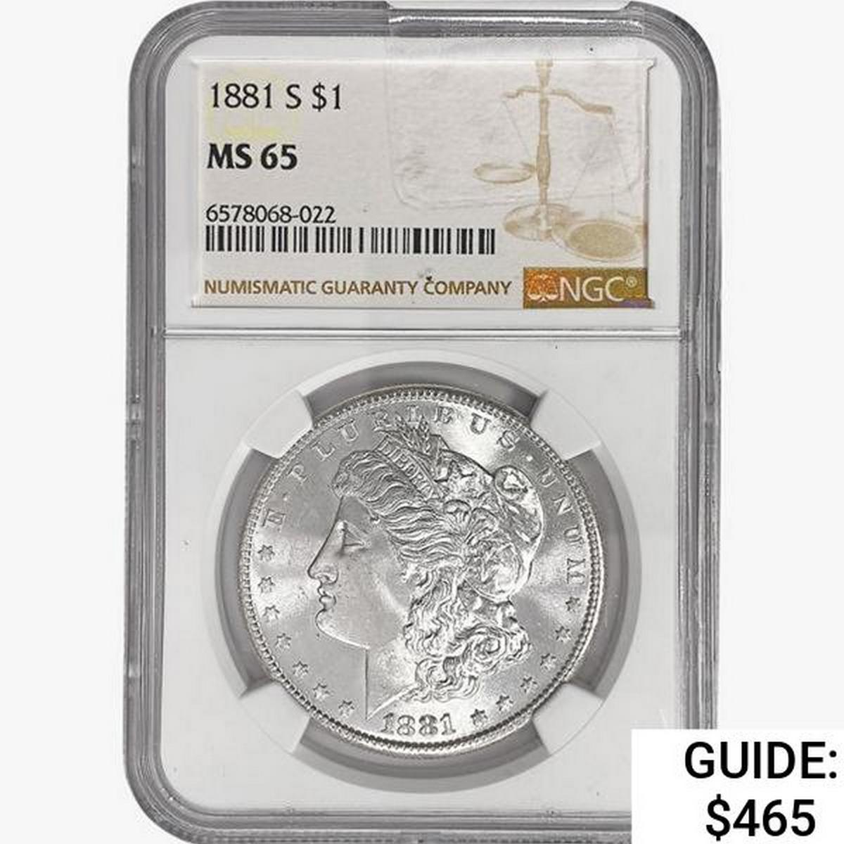 1881-S Morgan Silver Dollar NGC MS65