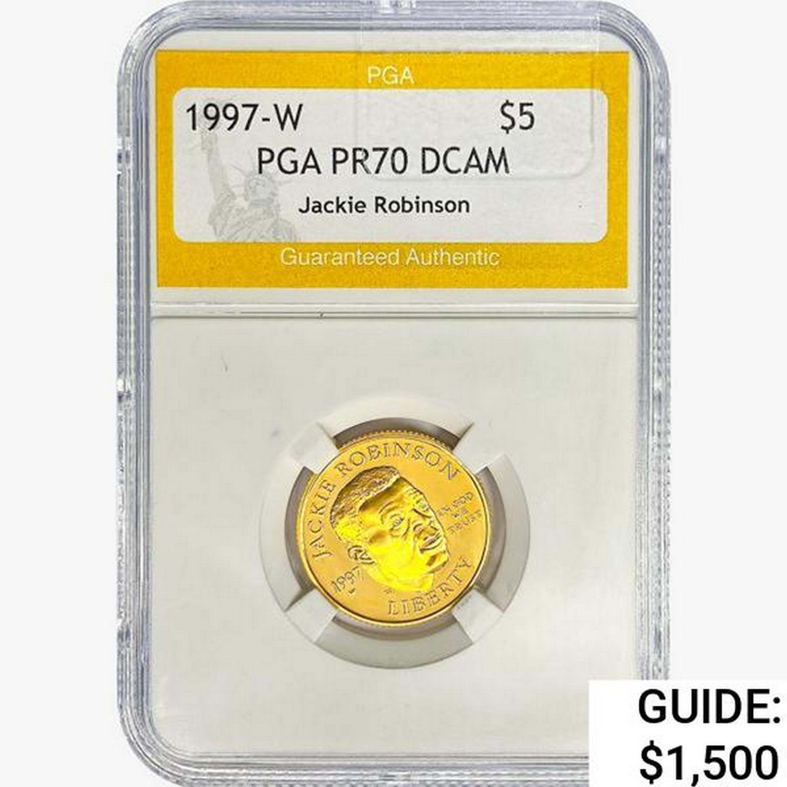 1997-W .24oz. Gold $5 Jackie Robinson PGA PR70 DCA