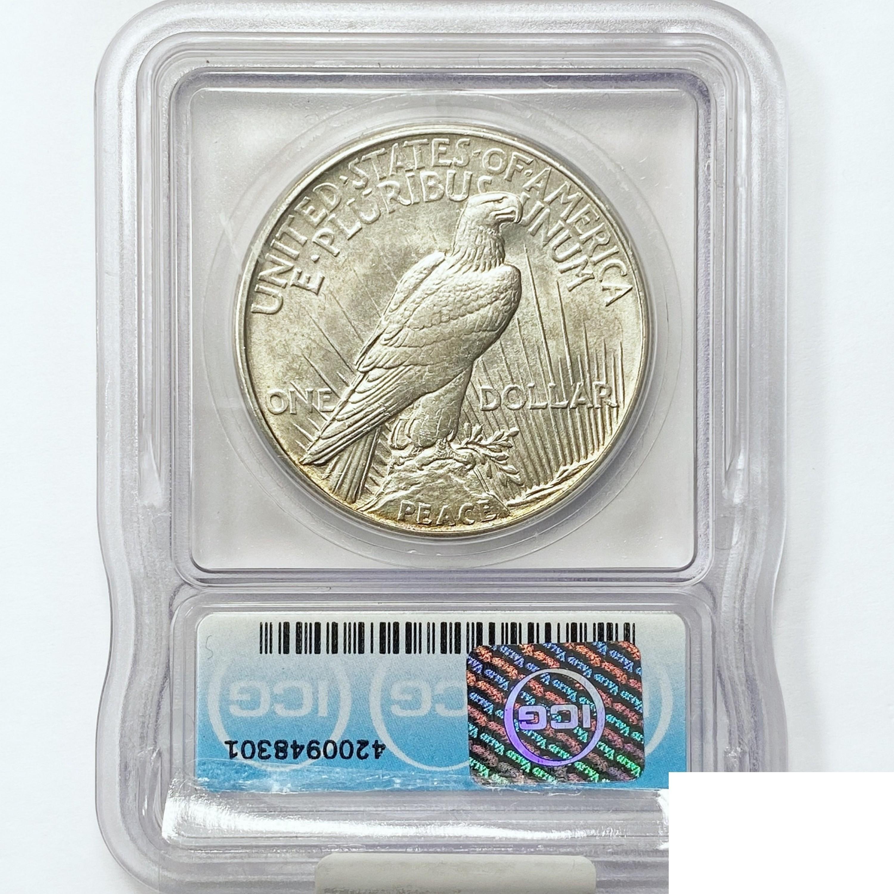 1921 Silver Peace Dollar ICG MS62