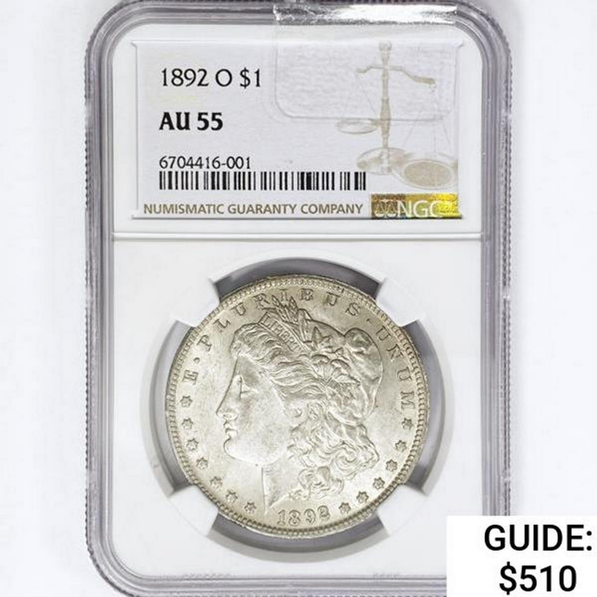 1892-O Morgan Silver Dollar NGC AU55