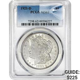 1921-D Morgan Silver Dollar PCGS MS62