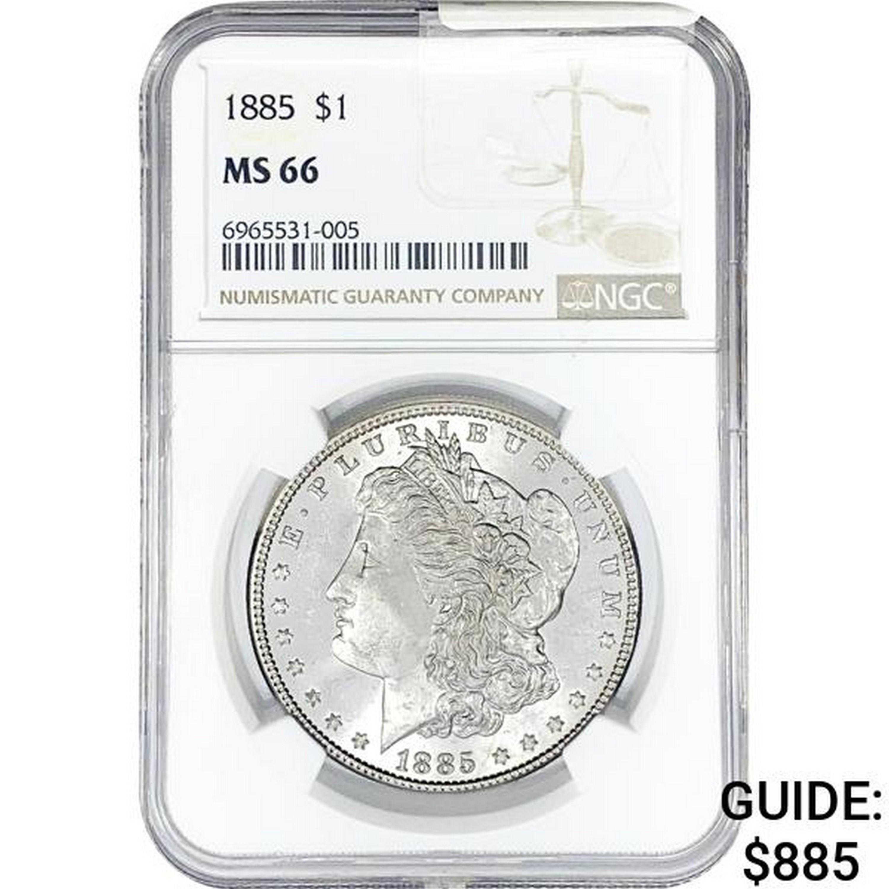 1885 Morgan Silver Dollar NGC MS66