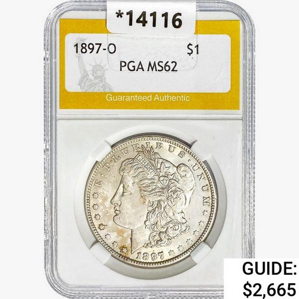 1897-O Morgan Silver Dollar PGA MS62