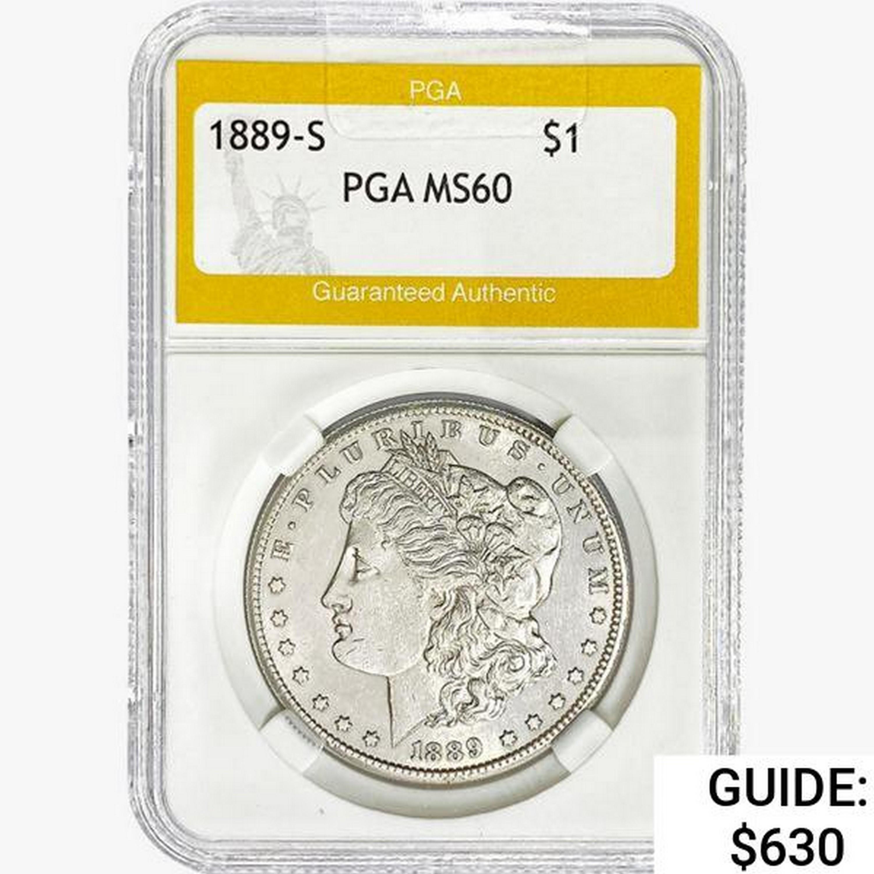 1889-S Morgan Silver Dollar PGA MS60