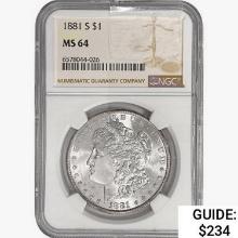 1881-S Morgan Silver Dollar NGC MS64