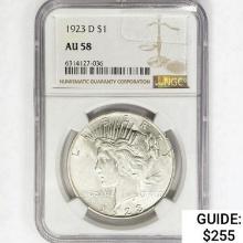 1923-D Silver Peace Dollar NGC AU58