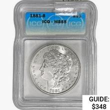 1881-S Morgan Silver Dollar ICG MS65