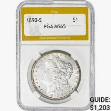 1890-S Morgan Silver Dollar PGA MS65