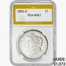 1892-O Morgan Silver Dollar PGA MS63