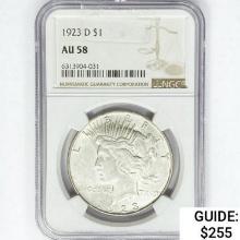 1923-D Silver Peace Dollar NGC AU58