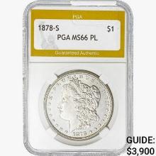 1878-S Morgan Silver Dollar PGA MS66 PL