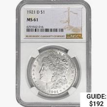 1921-D Morgan Silver Dollar NGC MS61