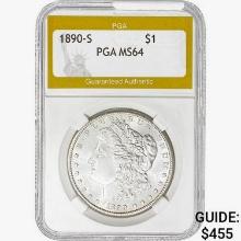 1890-S Morgan Silver Dollar PGA MS64