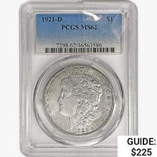 1921-D Morgan Silver Dollar PCGS MS62