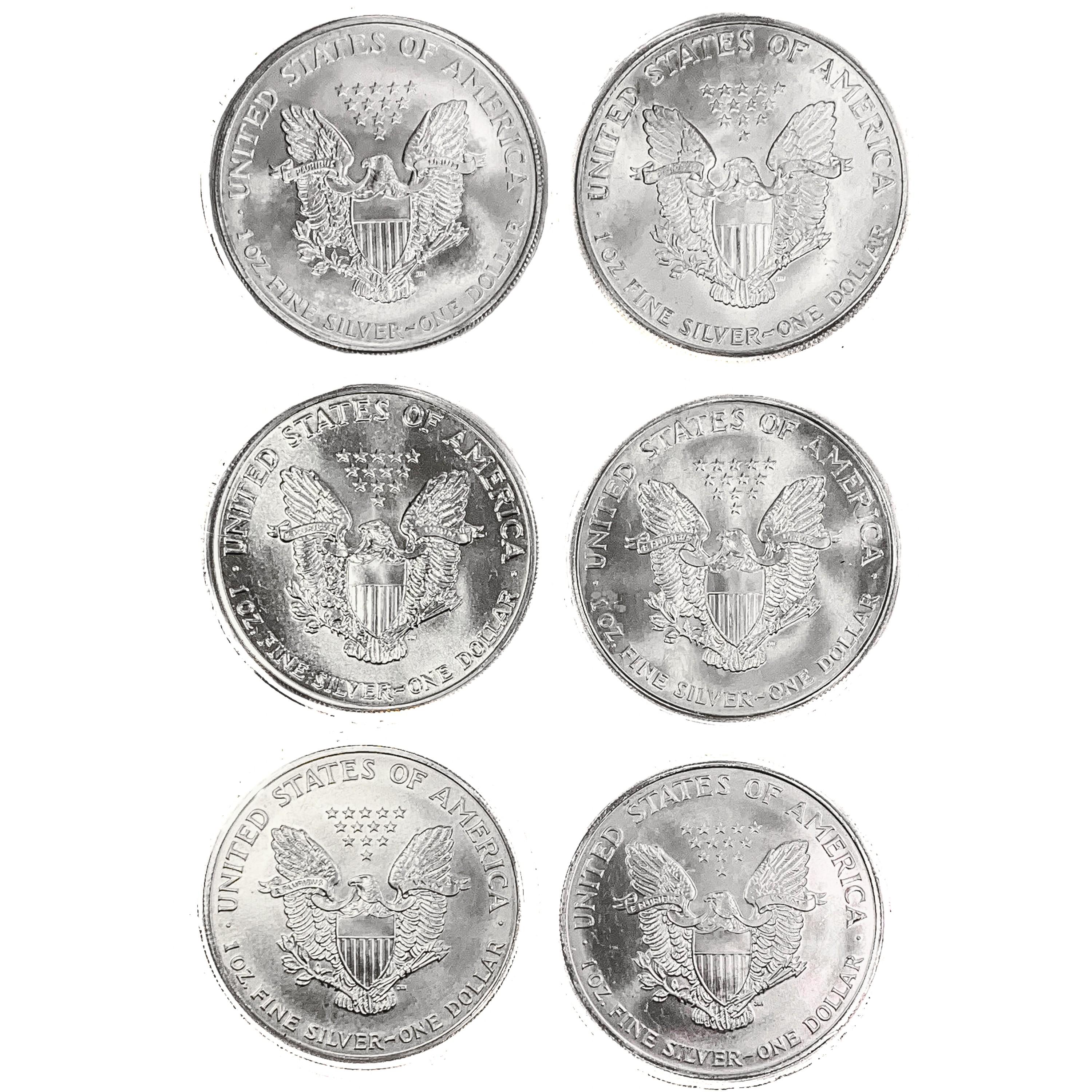 1986-2000 US 1oz Silver Eagles UNC [8 Coins]