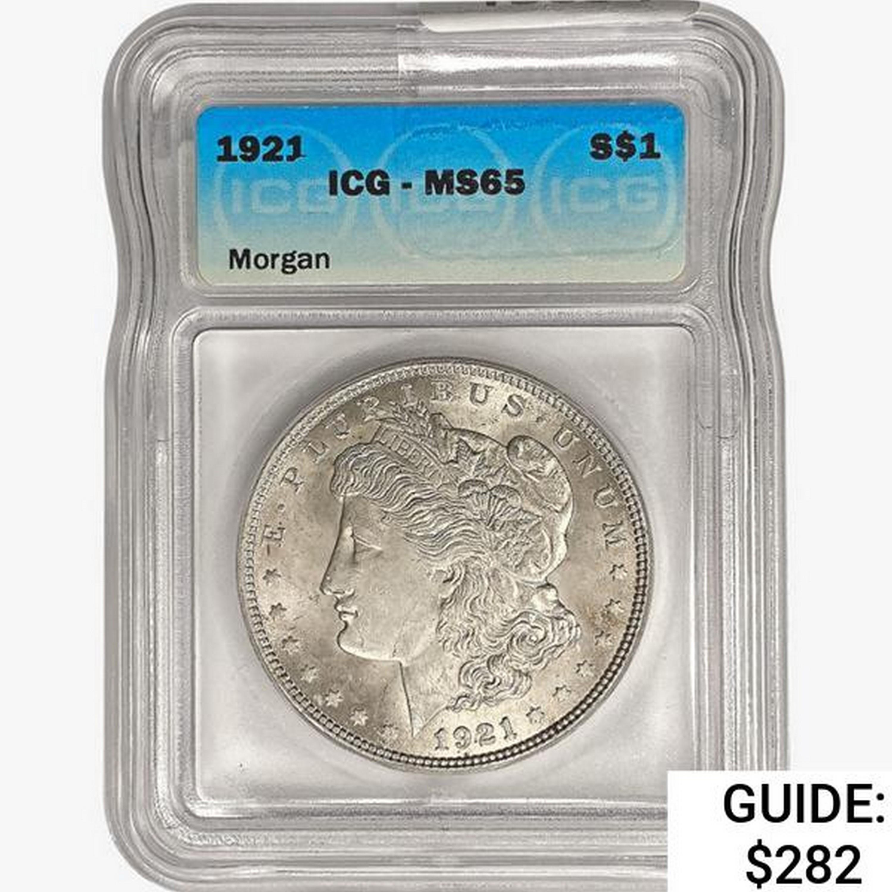 1921 Morgan Silver Dollar ICG MS65