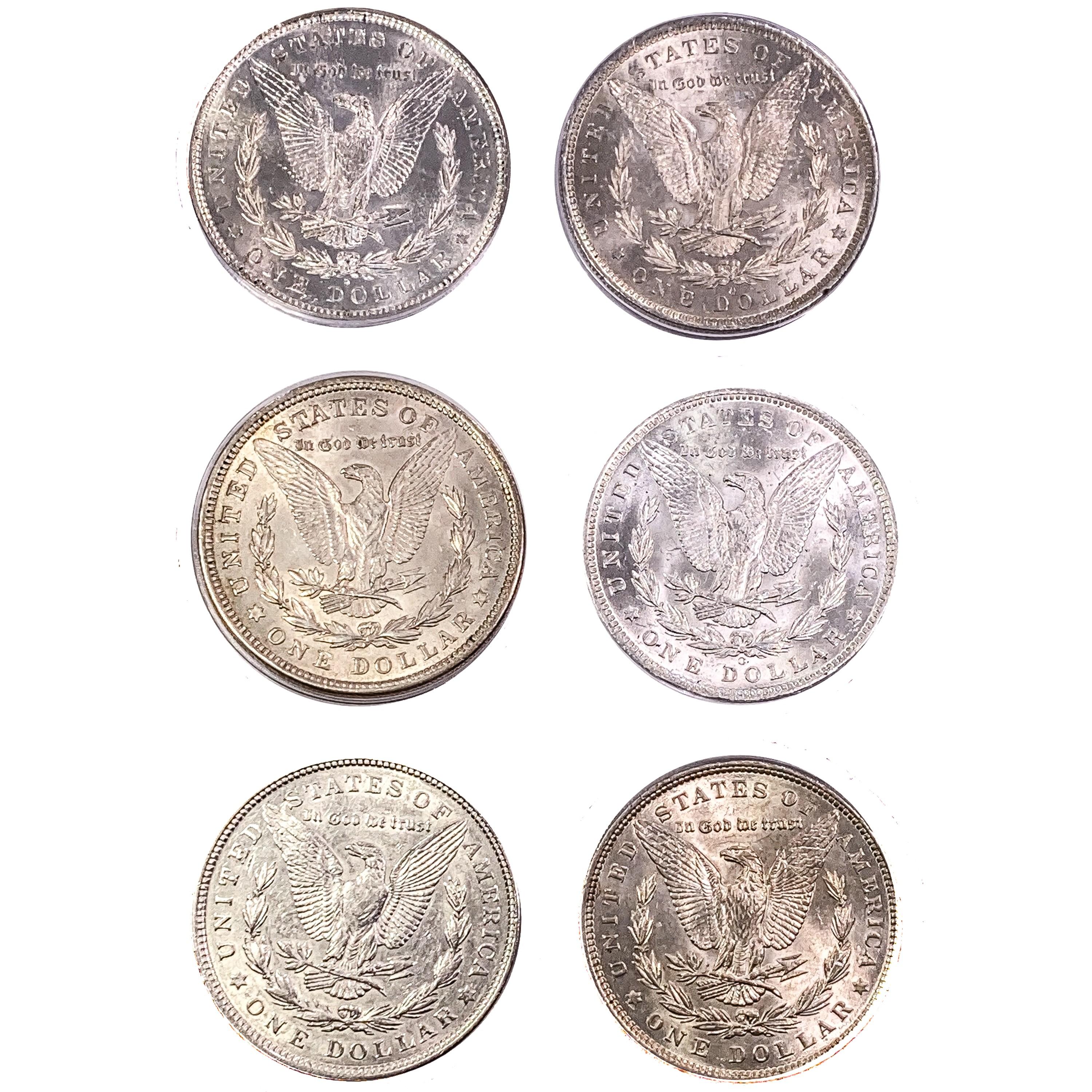 1881-1921 UNC Varied Date Morgan Silver Dollars [6