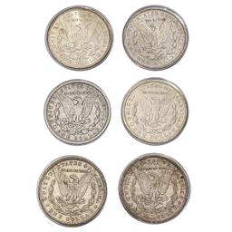 1879-1921 Varied Date Morgan Silver Dollars [6 Coi