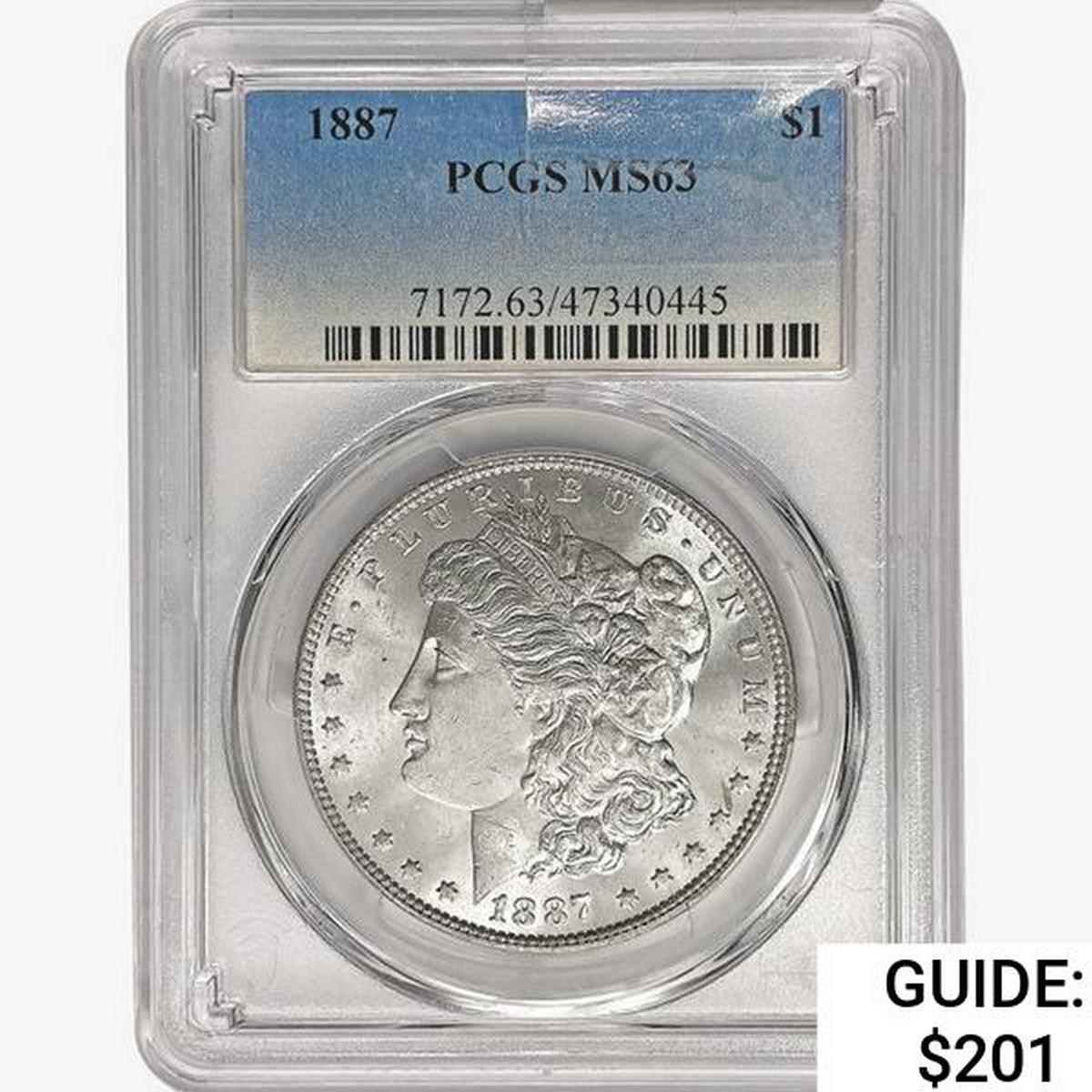 1887 Morgan Silver Dollar PCGS MS63