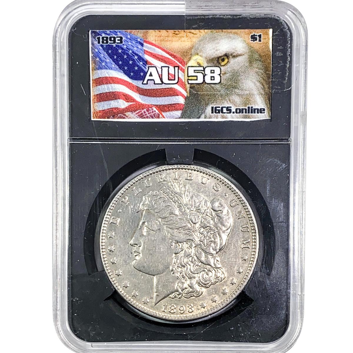 1893 Morgan Silver Dollar IGCS AU58