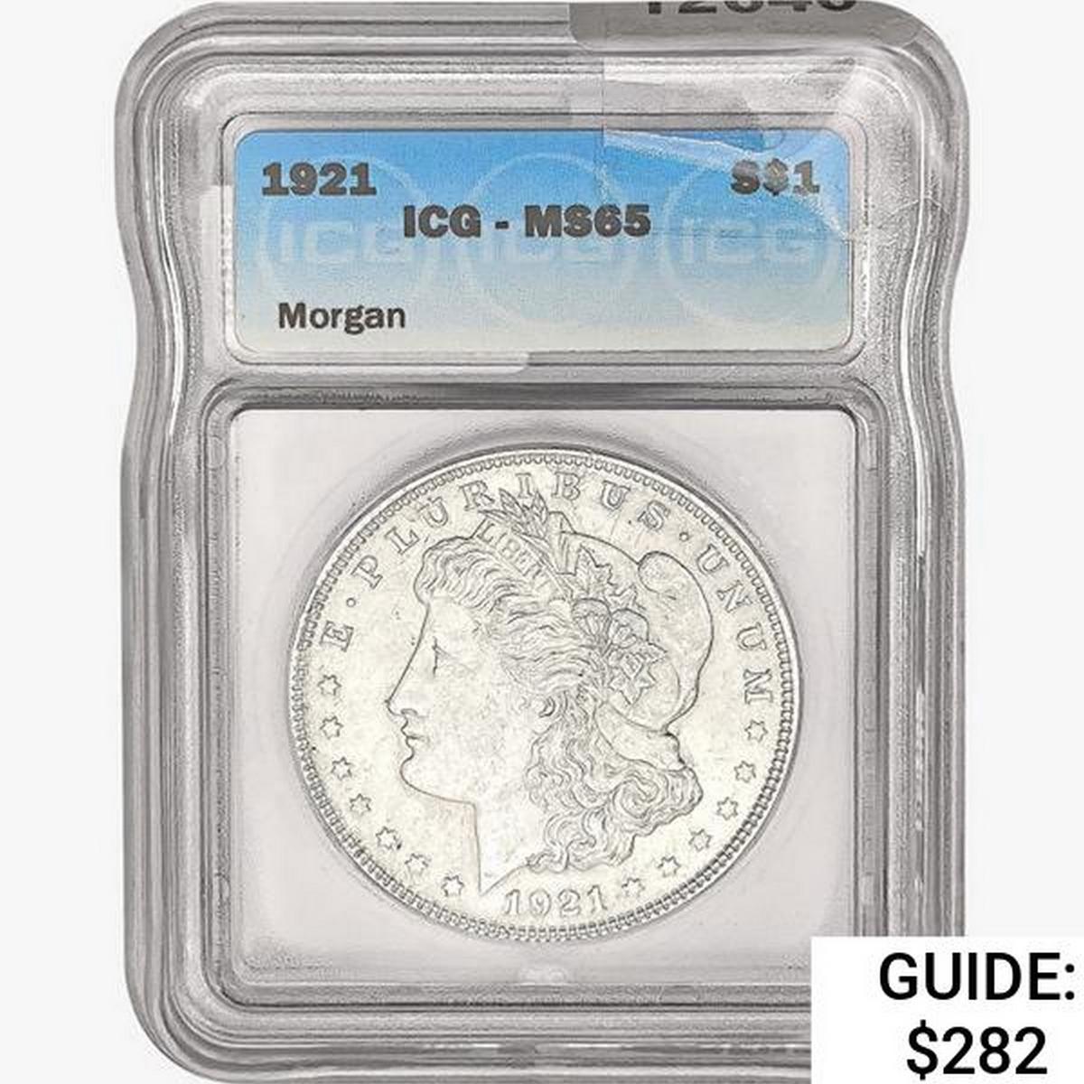 1921 Morgan Silver Dollar ICG MS65